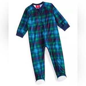 Family PJs  Matching Baby Plaid One-Piece Footed Pajamas, Green, 6-9 Months